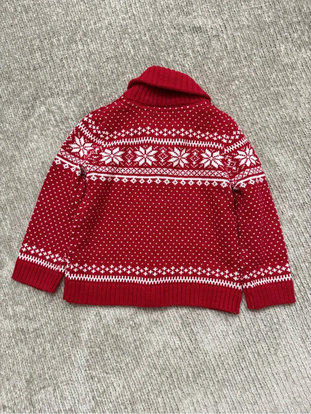 Tahari Baby Fair Isle Cardigan 24M Red White Snowflake Shawl Collar